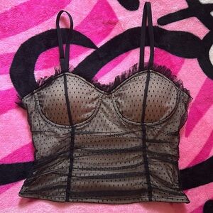 Brown Polka Dot Mesh Cami Top
